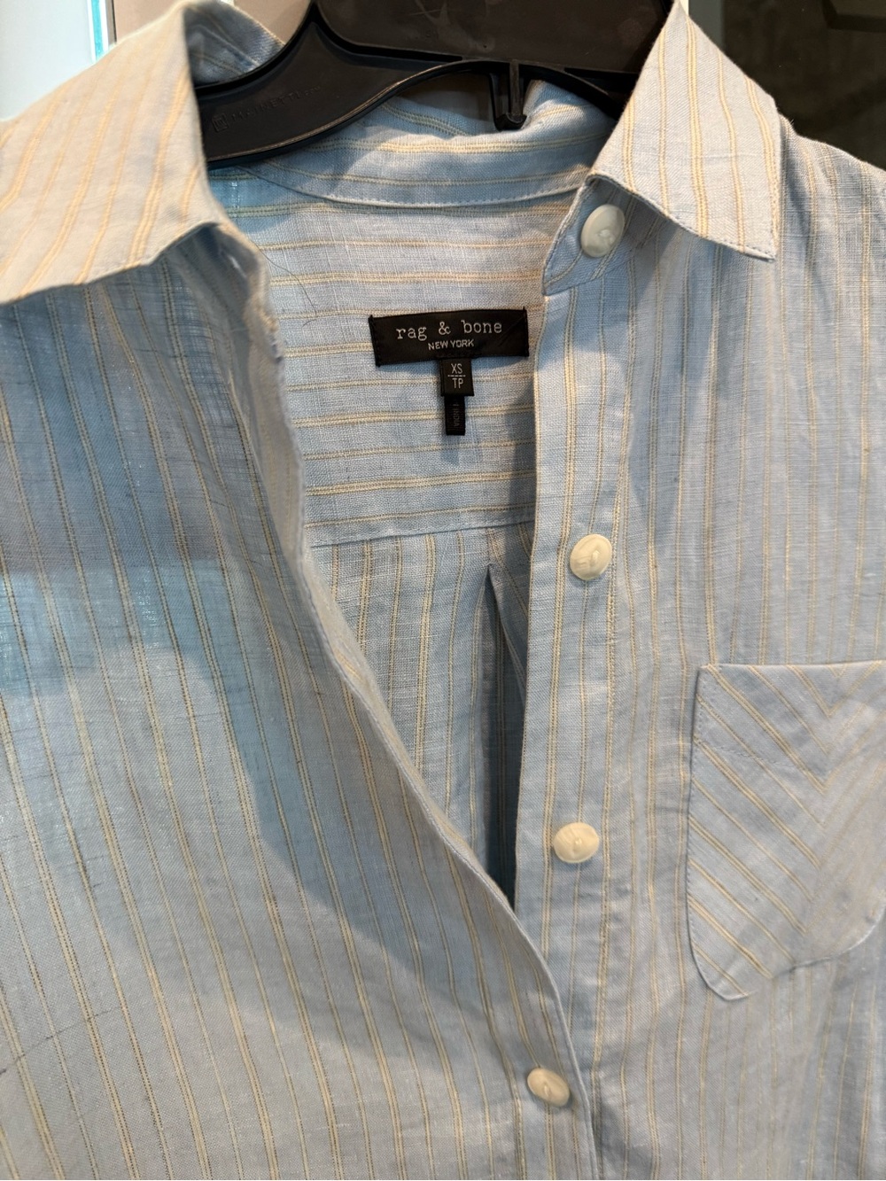 rag & bone Light Blue and Cream Striped Shirt